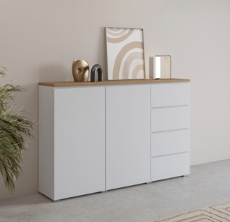 INOSIGN Highboard Modo, Breite 150 cm, moderne grifflose Kommode 2Türen/4 SK, Schubladenkommode mit viel Stauraum, Einlegeböden verstellbar