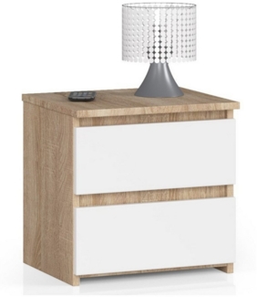 Home Collective Kommode 40 cm breit Holz Highboard Sideboard für Flur Schlafzimmer Wohnzimmer (Mehrzweckschrank Schrank schmal Kommode Schlafzimmer mit Schubladen), Kinderzimmer Organizer, 40 cm hoch mit 2 Schubladen sonoma Eiche-weiß