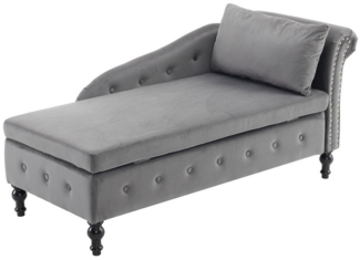 Yorbay Chaiselongue gepolsterte Sofa aus Samt mit großem Stauraum, Kissen, 144Lx62Bx69Hcm, mit hydraulischer Stangen, in ergonomischem Design, Grau