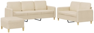 vidaXL 3-tlg. Sofagarnitur mit Kissen Creme Stoff 3202128