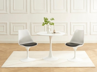 Vente-unique - Stuhl - Polypropylen, Kunstleder & Stahl - Weiß & Schwarz - XAFY