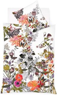 Fleuresse Mako-Satin Bettwäsche 135x200 Blumen Schmetterling Blätter 114253-9