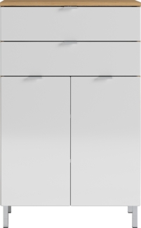 Germania Kommode 8531-552 GW-MAURESA, in grandson-Eiche-Nb. /weiß, Fronten in Hochglanz, zwei Schubkästen, 60 x 97 x 34 cm (BxHxT)