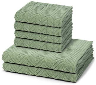 Ross Sensual Skin Zopf 6 tlg. Frottier-Set - 4 X Handtuch (50 X 100cm), 2 X Duschtuch (75 X 140cm) - 500 g/m2 - Piniengrün
