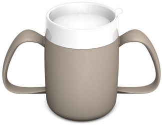 Ornamin Schnabelbecher 2-Henkel-Becher mit Trink-Trick und Schnabelaufsatz/Trinkaufsatz, Qualitätskunststoff, Trinkhilfe l Spezial-Becher l bruchstabil l BPA-frei l Made in Germany