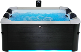 Halbfester Whirlpool MSPAfür 6 Personen mit LED-Beleuchtung & Zubehör - Anthrazitgrau - 128 Düsen - 160 x 160 x 65 cm - NAPUKA