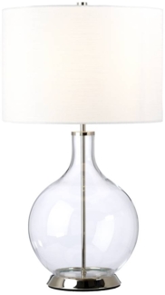 Elstead Lighting ORB-CLEAR-PN-WHT Tischleuchte Orb E27 60W Glas, Stahl, Kunstleinen, Nickel poliert H:67cm B:36cm Ø36cm