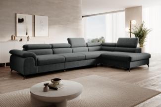 Ecksofa Schlafsofa Sofa BASTIEN MAX in Stoff Whisper Forest Ottomane Rechts