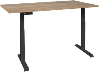 Schreibtisch höhenverstellbar elektrisch Editha 140x90 schwarz/eiche sägerau 14226-14090