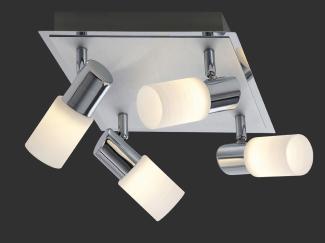 4-flammiger LED Deckenstrahler CLAPTON mit Glasschirmen, 31 x 22cm