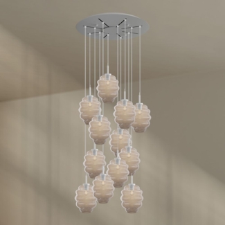 s.luce Echos Galerieleuchte 12-flammig Ø 80cm Baldachin Ø 25cm Klar, Weiß