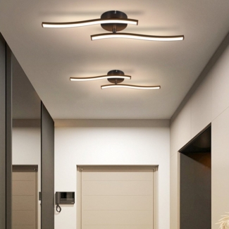 ZMH LED Deckenleuchte Wohnzimmer Schwarz Wellen Design Modern Deckenlampe 3000K Flur Küche, Augenschutz, Einfache Installtion, LED fest integriert, Warmweiß, 12W Küchenlampe Innen Schlafzimmerlampe