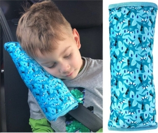 HECKBO Schlafkissen Auto Schlafkissen Hai Shark Motiv für Kinder Mädchen Jungen - maschinenwaschbar – kuschelweich - Auto Gurtkissen, Gurtschoner, Gurtschutz Sitzerhöhung, Auto Kissen, Reisekissen, Urlaub