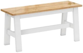 MC Star Sitzbank für 2, Holzbank in Eichenoptik, stabilisierende Querstange (für Wohnzimmer, Esszimmer, Flur, Kautschukholz, Weiß)