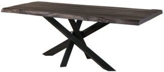 Massivmoebel24 Baumkantentisch FREEFORM (Mango 180 x 90 x 79 grau lackiert / Mikado-Beine anthrazit matt FREEFORM 5), Mango 180 x 90 x 79 grau lackiert / Mikado-Beine anthrazit matt FREEFORM 5