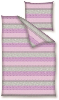 Nanette Bettwäsche Baumwolle, Renforcé, 2 teilig, Streifen pink grau