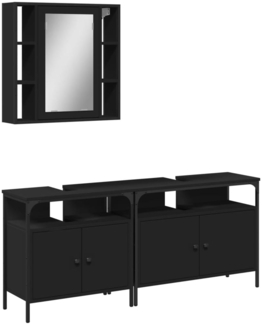 vidaXL 3-tlg. Badmöbel-Set Schwarz Holzwerkstoff 3214725
