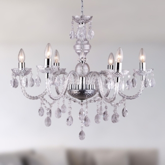 Kronleuchter Kristall Wohnzimmer Hängelampe Luster Silber Kristalle Luxus