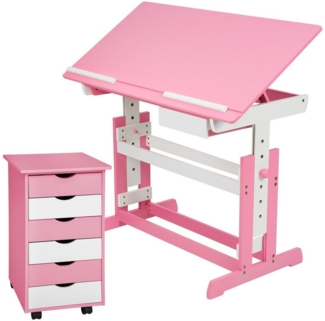tectake Kinderschreibtisch Schreibtisch (1-St, 2 tlg), Höhenverstellbar