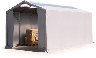 Zelthalle 4x8 m Lagerzelt Industriezelt 3m Seitenhöhe PVC Plane 850 N mit Oberlicht grau 100% wasserdicht mit Reißverschlusstor
