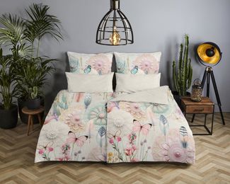 hip Satin Bettwäsche 135x200 Maysa Mandala Schmetterlinge magisch off-white 33294