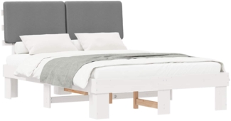 vidaXL Bettgestell mit gepolstertem Kopfteil Hellgrau 135 x 190 cm 877363