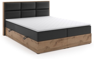 Labett Boxspringbett aus Holz im Loft-Stil LOLY 140x200 160x200 180x200 200x200 (2 Bettkästen, Topper), 7-Zonen Taschenfederkernmatratze H3 oder H4