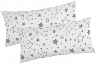 Heubergshop Kissenbezug, (2 Stück), 2er Set 40x80cm Sterne Grau Weiß 100% Baumwolle (KY-376/9-40x80)