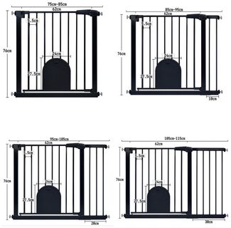 FIVMEN Treppenschutzgitter Türschutzgitter Treppengitter ohne bohren mit Haustieretür, Weiß/Schwarz Automatisch Gittertür aus Metall