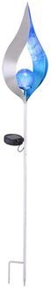 LED Solar-Steckleuchte, silber-blau, Flammen-Optik, H 90 cm