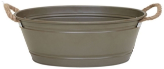 colourliving Pflanzkübel Pflanztopf "Beat" oval aus Metall Blumentopf XL 64 x 42 x 25 cm, mit Kordelgriffen aus Naturmaterial