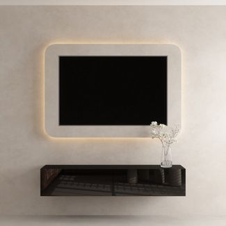 Planetmöbel TV Board 160 cm Schwarz, TV Schrank mit 2 Klappen als Stauraum, Lowboard hängend oder stehend, Sideboard Wohnzimmer