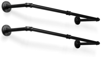 Clanmacy Kleiderstange 2 St Garderobenstange Garderobe Halter Kleiderständer Wand Wandmontage (Wandgarderoben, Garderobenstangen, 2 St, 2x Kleiderstange, 24 Haken, 16 Schrauben, 16 Kunststoffteile), Hohe Belastbarkeit bis 65kg,Einfache Installation, Hä...