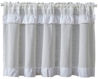 Refttenw Scheibengardine Küchengardinen Bistrogardine, Kurze Rüschen Vorhänge, Stangendurchzug (1 St), blickdicht, für Küche Wohnzimmer Badezimmer Kleine Fenster landhausstil