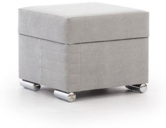 Polsterhocker mit Stauraum CANTON in Stoff Camelia Hellgrau