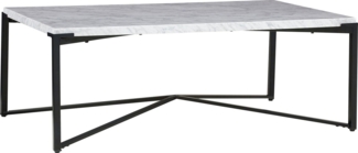 Leonique Couchtisch Saxon Couchtisch, Couchtisch, rechteckig, helle Marmorplatte, schwarze Beine, 122x71x43