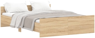 vidaXL Bettgestell mit Kopf- und Fußteil Sonoma-Eiche 140x190 cm 3203784