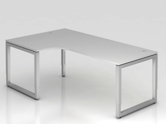 Winkeltisch O-Fuß eckig 200x120cm Weiß / Graphit