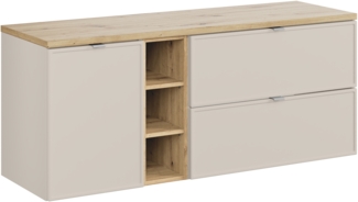 Badmöbel-Set 140 cm mit Tischplatte (46x140cm), Kaschmir matt,Eiche Artisan
