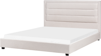 Bett mit Lattenrost Stoff ROUEN 180 x 200 cm Hellbeige