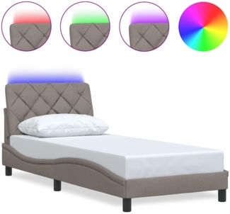 vidaXL Bettgestell mit LED ohne Matratze Taupe 80x200 cm Stoff 3310633