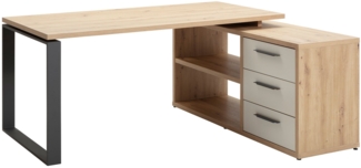 Schreibtisch-Kombination Design-Office / Disegno , Beige, Holzfarben , 160 x 75 x 140 cm