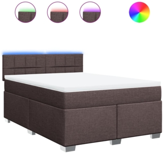 Boxspringbett mit Matratze, Stoff, Viereckige, grauer Fuß, Dunkelbraun, 140x200 cm, true