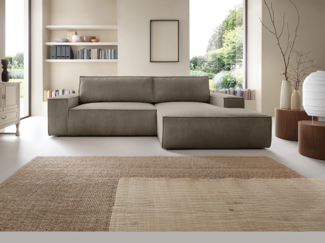 Vente-unique - Ecksofa mit Schlaffunktion - Ecke rechts - Cord - Taupe - AMELIA