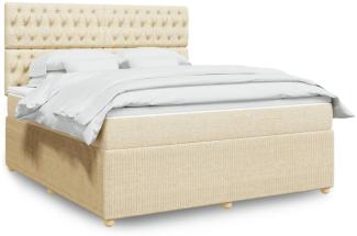 vidaXL Boxspringbett mit Matratze Creme 180x200 cm Stoff 3294447