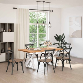 vidaXL Esstisch mit Baumkanten Hellbraun 180x100x74cm Massivholz Eiche 3304496