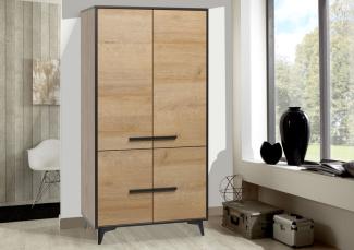 Kleiderschrank "Frida" Schlafzimmer Schrank 91cm eiche riviera schwarz