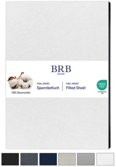 BRB HOME Spannbettlaken Spannbettuch Jersey Baumwolle Bettlaken Betttuch Modern, Gummizug: Rundum, 90x200 cm, 100% Baumwolle, Atmungsaktiv, Pflegeleicht, Waschbar