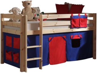 Kinderbett Karolina 210x114x106 Massivholz Natur Textilset Domino