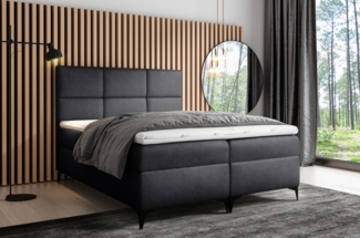 99rooms Ozzy Boxspringbett Velours 160x200 cm Schwarz